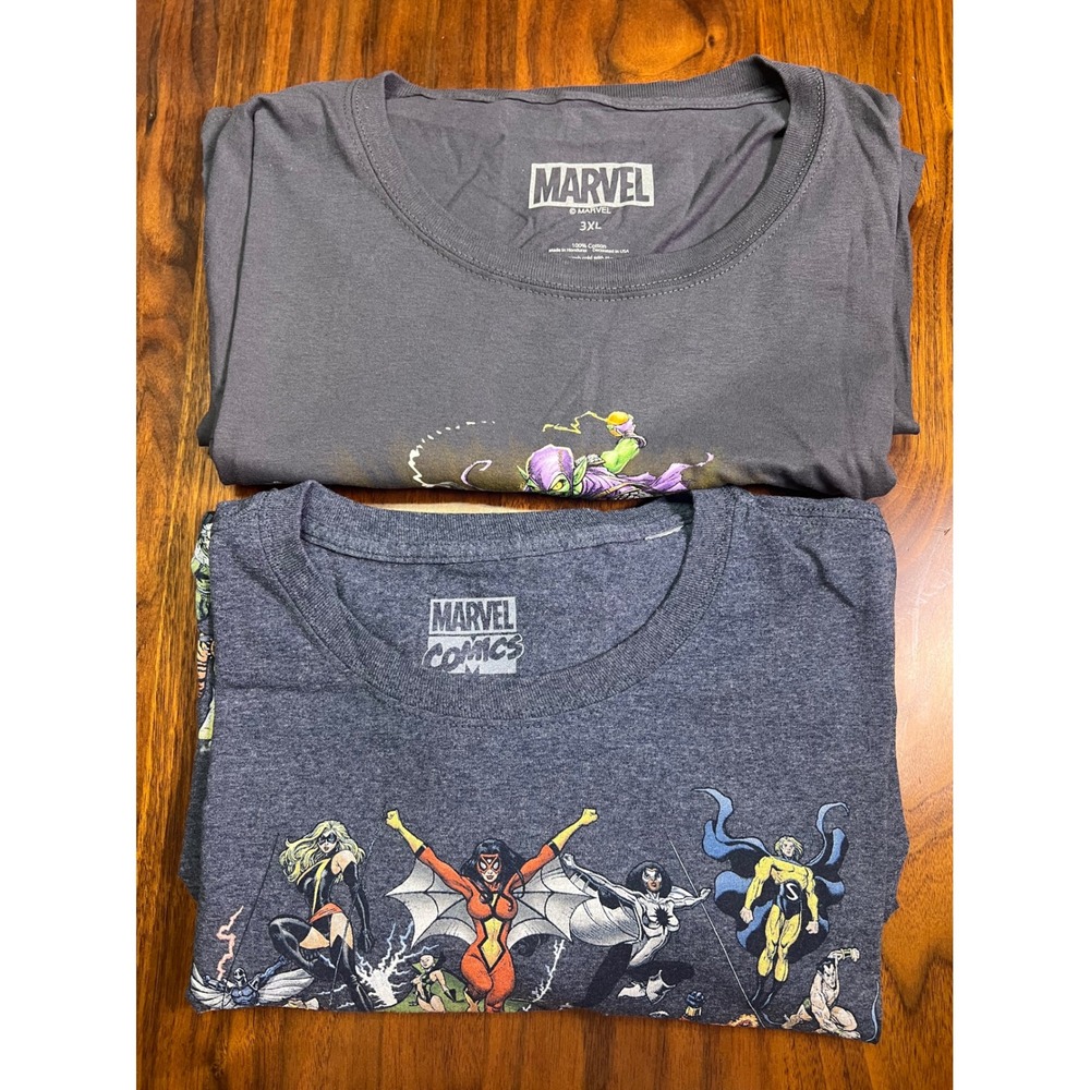 Two Marvel Universal Orlando Resorts Size 3X‎ Gray Super Hero Villain TShirts